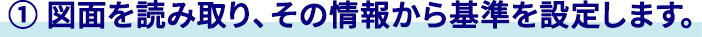 ① 図面を読み取り、その情報から基準を設定します。